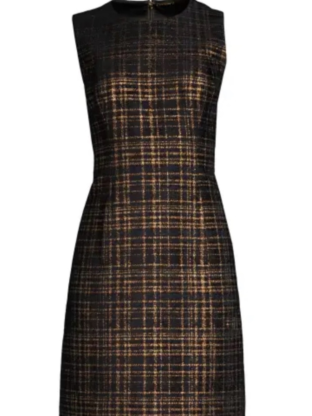 Elie Tahari Jaelyn Tweed A-Line Dress in Black and Gold, Size 12